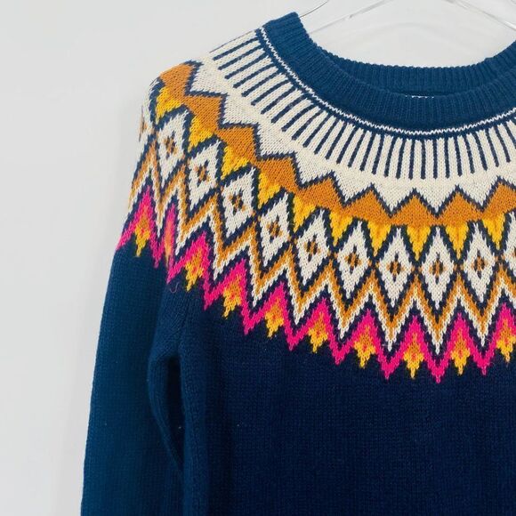Old Navy Size XS Navy Blue Chevron Cozy Knit Soft Long Sleeve Crewneck Sweater - Picture 4 of 6